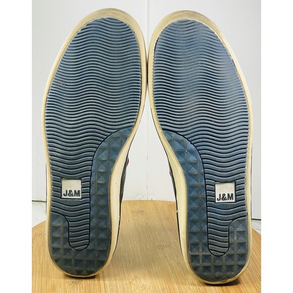 Johnston & Murphy Culling knit leather oxfords in a white and navy blue Sz 11M